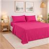Masters House Biancheria per la Casa, Set Lenzuola Matrimoniale in Cotone 100%, 290x250 cm (Fucsia)
