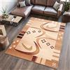 TAPISO Atlas Tappeto Salotto Moderno Pelo Corto Design Astratto Motivo Geometrico Quadrati Semicerchi tonalità Beige Chiaro Oeko-Tex Soggiorno Sala Camera Ufficio 100 x 200 cm