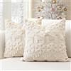 Artscope 2 Pezzi Natalizio Federe in Lana Corta Velluto Copricuscini Morbido Decorativo Fodere per Cuscino Lusso Stile per Divano Camera da Letto Fiocchi di Neve e Cervo Beige 50x50 cm
