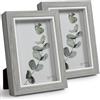 Afuly Cornice Foto 10x15 Cornice Grigia Bianca da Parete o da Scrivania Decorazione Moderna Shabby Regalo di Natale, set di 2