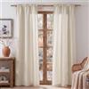 PONY DANCE Tende Cucina a Vetro 2 Pezzi 60x240 CM Tenda Lino Semitrasparenti con Tasca a Vetro per Porta Finestra Moderne Curtains per Interni, Beige