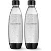 sodastream Borraccia gassata da 1 l, lavabile in lavastoviglie, sottile, 2 bottiglie nere riutilizzabili in plastica per acqua frizzante, soda stream compatibile con TERRA, ART, ENSO, E-Terra e altro