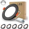 BAGZY 5x Faretti LED da Incasso, 12W Equivalenti a 100W,1000LM,AC 220-240V,Bianco Freddo 6000K,Ritaglio Ø 110-130mm,IP44,Faretto da Soffitto Ultra Piatto per Camera da Letto Bagno Cucina(Nero)