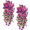 chenyu 4 Pezzi Fiori Finti da Esterno Rosso Porpora Petunia Fiori Pianta Finta Cadente Fiori di Edera Appesa Fiori Artificiali per Decorazioni per Matrimonio Giardino Parete Balcone da 75 cm