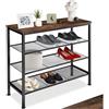 tectake® Scarpiera 80,5 x 30,5 x 72,5 cm, Scarpiera ingresso a scaffale, Stile Industriale, 3 ripiani salvaspazio, Stabile e sicura, Portascarpe con piedi regolabili in altezza - Legno scuro