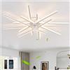 QINGYING Moderno Lampadario Ventilatore Con App Telecomando, Ventola Soffitto Con Luce Reversibile 6 Velocità DC, Lampada Con Pale Ventilatore Dimmerabile LED Per Camere Da Letto E Soggiorni-White||8 Heads