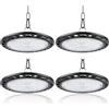 Fynokst Faretto LED UFO 100W, 12800LM 6000K Lampada da Officina, Super Luminose Bianco Freddo, IP66 Impermeabile Industriale Faretto, Lampada LED per Garage, Officina, Fabbrica, Corridoio 4 Pack