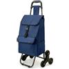 Meridiana - Carrello Spesa Pieghevole Saliscale 6 Ruote - Carrello con ruote portatutto Rimovibile 3 Tasche esterne, Trolley con telaio Acciaio per Carichi Pesanti, Casse Acqua, Spesa Anziani(Blu)