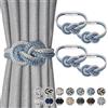 Pretty Jolly Mini fermatenda magnetici in stile nordico, elegante e decorativo, per drappeggiare le tende, con fiocco per finestre di casa, Blu e Grigio, 4 pezzi