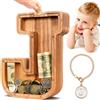 summidate Salvadanaio Bimbi Personalizzato Legno con Nome Inciso Laser A-Z | Salvadanaio Lettera A-Z, Porta Monete Educativo per Bambini e Bambine, Regalo Compleanno Battesimo Nascita Decorazione Camera