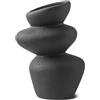 PEUZ - Vaso in ceramica Steinturm - Vaso scultoreo in ceramica con struttura in pietra grezza, per fiori secchi, erba delle pampas, fiori freschi o come oggetto decorativo, fatto a mano, nero opaco