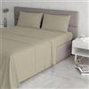 Italian Bed Linen Set Lenzuola Letto Matrimoniale Cotone Max Color, lavorato in Italia - Completo Letto, Lenzuolo Sotto con Angoli, Telo Sopra 240x300 cm e 2 Federe con Patella Interna, Tortora