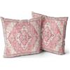 Snylcce Set di 2 federe per cuscini bohémien, design rosa antico e vintage, motivo double-face, morbide federe per cuscini da giardino, divano, letto, decorative, 45 x 45 cm