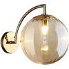 Generico Lampada da Parete Moderna Lampada da Bagno Rotonda con Sfera di Vetro Stile Industriale Stile Nordico Stile Farmhouse Applique da Parete In Vetro con Ottone per Comodino Colore Grigio (Ambra).