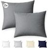 Ôhm Ohm Federe Cuscini 40x40 cm Set di 2 in 100% Cotone Jersey 150 g/m² in Antracite con cerniera - federa morbida per cuscino divano e decorazione traspirante e facile da lavare