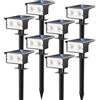 btfarm 8 Pezzi Faretti Solari a LED da Esterno, 3000K/4500K/6000K Luci Solari da Giardino Impermeabile IP65, 2 Livelli di Luminosità Luce Lampade Solare Potenti per Cortile Vialetto Garage Prato