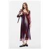 Desigual, Vestito a maniche lunghe midi, Donna, Poliestere, Rosso, L