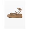 Desigual, Sandalo platform in pelle, Donna, Cow Leather, Marrone, 38
