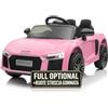 TOYSCAR Macchina Elettrica per Bambini Audi R8 Spyder Full Optional Auto Elettrica per Bambini Telecomandata Sedile in Pelle Porte Apribili Doppio Motore Elettrico 12V Rosa