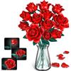 Booyuer Kit Costruzione Bouquet di Fiori, 634 Pcs, 12 Rose Rosse Decorativi per Ufficio o Casa, Regali per Compleanno Bambini, San Valentino per Lei o Lui, Donne Adulte, Festa della Mamma, Natale
