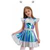 TiaoBug Costume Alieno Bambina Ragazza Costume da Astronauta Vestito Danza Moderna Jazz Abito Festa a Tema Costume da Aliena dello Spazio Costume Carnevale Halloween Argento 11-12 anni