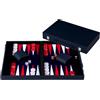 Engelhart-250561 - Backgammon 18 Pollici (46,7 cm) Valigetta Lusso Similpelle Rossa/Bianca - Tavolo Intarsiato - Aperto 56,4 × 46,7 cm - Pedine Rosse/Bianche - Dadi e Bicchieri - Gioco Classico