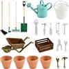 YUNHENTONG 18 Pezzi Accessori per Giardino in Miniatura,Mini Casa Delle Bambole in Miniatura,Attrezzi da Giardinaggio Adatto per Decorare Mini Giardino (verde)