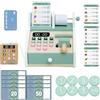 Masonbaby Cassa in legno per bambini, registratore di cassa per bambini 3-5 anni, giocattolo contabile con scanner e carta di credito, cassa per bambini, negozio di alimentari, giocattolo di cassa con