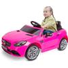 sun baby Auto elettrica per bambini Mercedes di 3 anni, potenza motore 2x30W, volante con suono, cinture di sicurezza (Rosa)