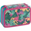 Favorit Astuccio 3 scomparti per la scuola, fornito di cancelleria, 20x13x7,5 cm, Mimetic Rosa