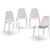 PAZZO DESIGN Sedia Alix, Set Da 4 Sedie, Bianco, In Polipropilene, Gambe Metallo, Cucina, Sala Da Pranzo, Per Ufficio - id_990