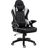 KRAKEN CHAIRS Sedia Gaming Tessuto Traspirante - Bianco Poltrona Gaming Ergonomica Con Cuscino Lombare, Poggiatesta, Braccioli 2D E Dondolo, Sedia Ufficio Con Schienale 120°, Portata 130 kg