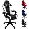 SISA BY GL - Sedia Gaming Ergonomica Reclinabile fino a 135°, con Poggiapiedi, Supporto Lombare e Poggiatesta, Rotazione 360°, Pistone a Gas, Pelle Sintetica Nera - Sedia Gaming Bianco/Nera