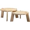 WOHNLING Tavolino Set di 2 Rotondo 53x53x32 cm Mango Massello Chiaro | tavolini impilabili in 2 misure, tavolini da soggiorno massello, tavolini con venatura, fatto a mano, ogni set è unico