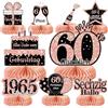 Voxisroma 60° compleanno, da donna, 9 pezzi, oro rosa, a nido d'ape, centrotavola per compleanno, 60° compleanno, decorazione per feste di compleanno, 60° compleanno, decorazione per feste di