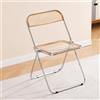 TAO ONE Sedia pieghevole in acrilico: sedia Morden trasparente cromata - seduta in cristallo lucite trasparente - elegante sedia pieghevole impilabile in plastica per sala da pranzo soggiorno vanità