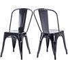 Duhome 2x Sedia da sala da pranzo in metallo ferro con schienale stile vintage impilabile design industriale 666, colore:nero, materiale:metallo