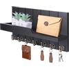 Kldgris Portachiavi da Parete Appendichiavi da Muro in Legno con 7 Ganci per Ingresso, Porta di Casa, Corridoio, Camera da Letto (Nero)