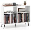 RELAX4LIFE Supporto per Giradischi, Porta Vinili con 6 Scomparti Aperti, Espositore in Legno per Dischi, Mobiletto Multiuso per Ufficio, Studio, Camera da Letto (Bianco)