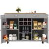 Azkoeesy Carrello da Cucina, Carrello da Buffet Mobile, Carrello da Cucina, 102×45×92 cm, Grigio con Finitura Legno, con Portabottiglie, Portaoggetti, Porta Asciugamani, 2 Cassetti e Ante