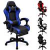 SISA BY GL - Sedia Gaming Ergonomica Reclinabile fino a 135°, con Poggiapiedi, Supporto Lombare e Poggiatesta, Rotazione 360°, Pistone a Gas, Pelle Sintetica Nera - Sedia Gaming Blu/Nera
