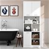 ZECIIYE Mobile Bagno Alto Bianco 60x40x180,5 cm, Colonna Bagno da Terra Salvaspazio con 4 Ante, Vano Aperto e Ripiani Regolabili per Camera da Letto, Cucina, Ufficio e Lavanderia