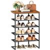 HOOBRO Scarpiera a 5 Livelli in Stile Industriale, Scaffale Portascarpe, Struttura in Metallo con Base a U e Piedini Regolabili, Marrone Vintage e Nero EBF54XJ01