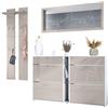 Vladon Set Guardaroba Orlando con scarpiera, Pannello a Muro e Specchio a Parete, Bianco Opaco/Grigio Sabbia Lucido