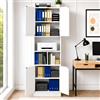 ZECIIYE Armadio Ufficio Bianco, Schedario da Ufficio con 4 Ante e Ripiani, Armadio Salvaspazio Alto per Archivio Documenti, Armadio Profondo 40 cm, Mobiletto Porta Documenti Legno, 180,5 cm