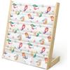 wooshwa Bücherregal Kinder für Kinderzimmer Kinderregal Regal Kleines Bücherregal mit 5 Regale & 3 Tasche, Montessori Bücher-Organizer aus Kiefer & Polyester-Segeltuch Stoff (Bunte Meerjungfrau)