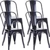 Duhome 4x Sedia da sala da pranzo in metallo ferro con schienale stile vintage impilabile design industriale 666, colore:nero, materiale:metallo