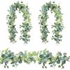 VIVIIHOO 2 Pezzi di Ghirlanda di eucalipto Artificiale 1,8 m appesa con Fiori Bianchi per Matrimoni, Decorazione tavoli, Decorazione Interna/Esterna, Impermeabile