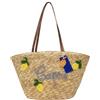 DIVINA Borsa Capri donna in Paglia con ricamo, Cesta Mare con Manici, 57x33x24 cm - BAG 207