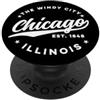 Classic Retro USA City Tees Vintage Chicago Windy City Illinois testo bianco PopSockets PopGrip Adesivo